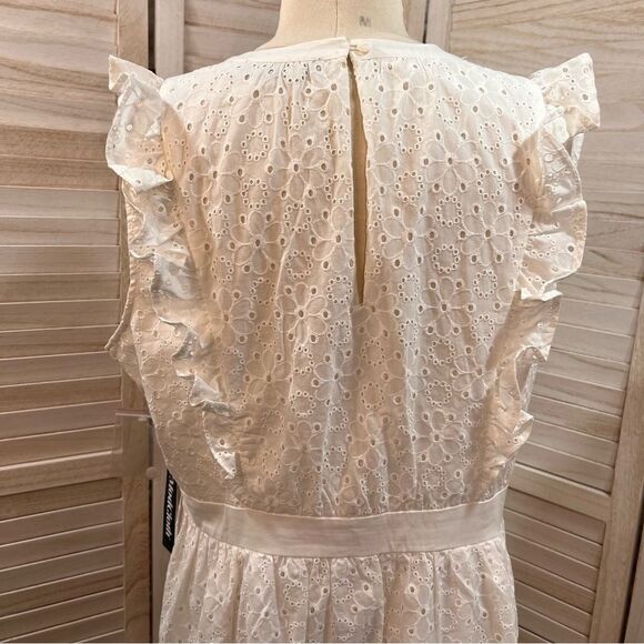 Modcloth White Eyelet Sleeveless Midi Dress 14 - Picture 5 of 11